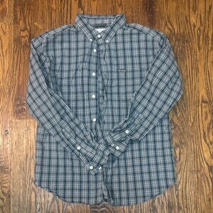 Columbia Men's Navy Checkered Button Down Shirt.  XL